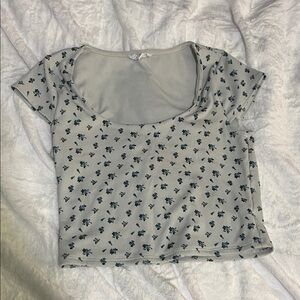 Floral Crop Top - White and Blue